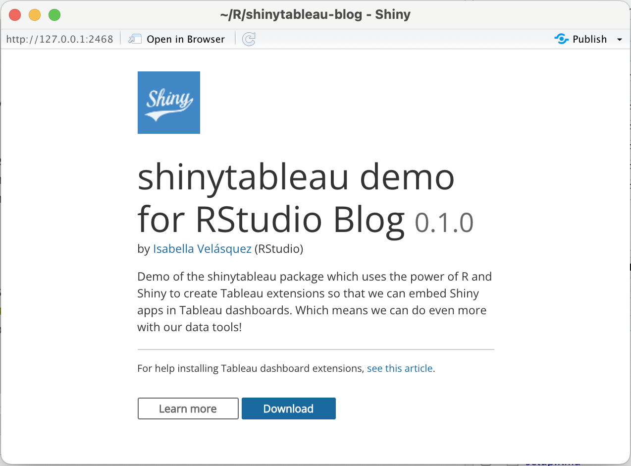 image_tooltip Dialogue box for the shinytableau extension where you can downlown the .trex file
